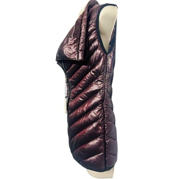 Calvin Klein Metallic Puffer Asymmetrical Zip Chevron Quilted Design Vest  XS - Picture 4 of 9